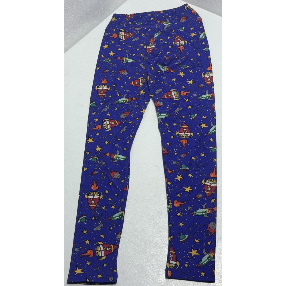 LuLaRoe Leggings Tween Space Rocket Stars Planets Stretch Youth Kids Fun Pants